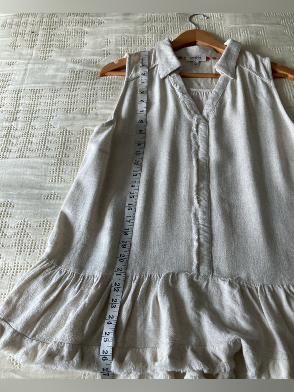 UMGEE Tan Linen and Cotton Blend Peplum Tunic Tank Size L - Picture 7 of 9